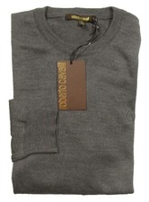 Roberto Cavalli Men's Gray Wool Crew-Neck Pullover Sweater 395