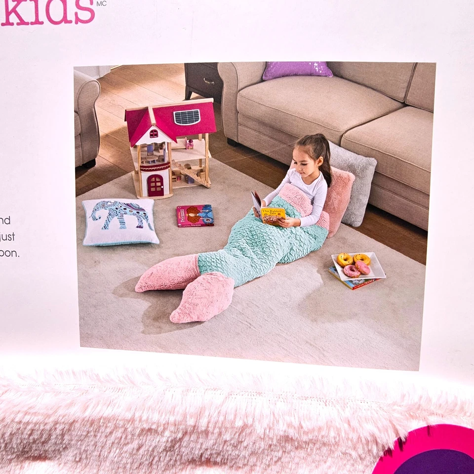 Mermaid Tail Blanket Sleeping Bag Pink & Blue Scales Pattern Soft Fur Posh Kids - image 2 of 4