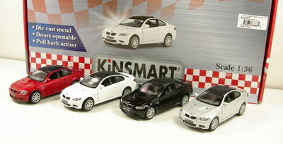 Brand New 5'' Kinsmart BMW M3 Coupe E92 Diecast Model Toy Car 2Door 1:36 SET OF 4