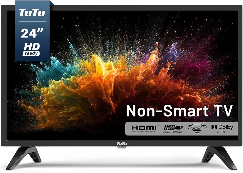 Compact 24-Inch Non-Smart TV with Game Mode, Perfect for Kitchens & Offices - Image 3 of 4