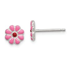 Pink  Red Enamel Dainty Flower Design Wedding  Party Wear Earrings For Woman