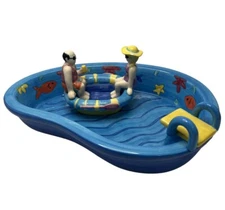 Swimming Pool Take A Dip Ceramic Chip Dip Serving Set Vintage Summer Stock 1999