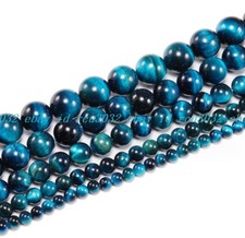 4/6/8/10mm Natural Light Blue Tiger's Eye Gemstone Round Loose Beads Strand 15''