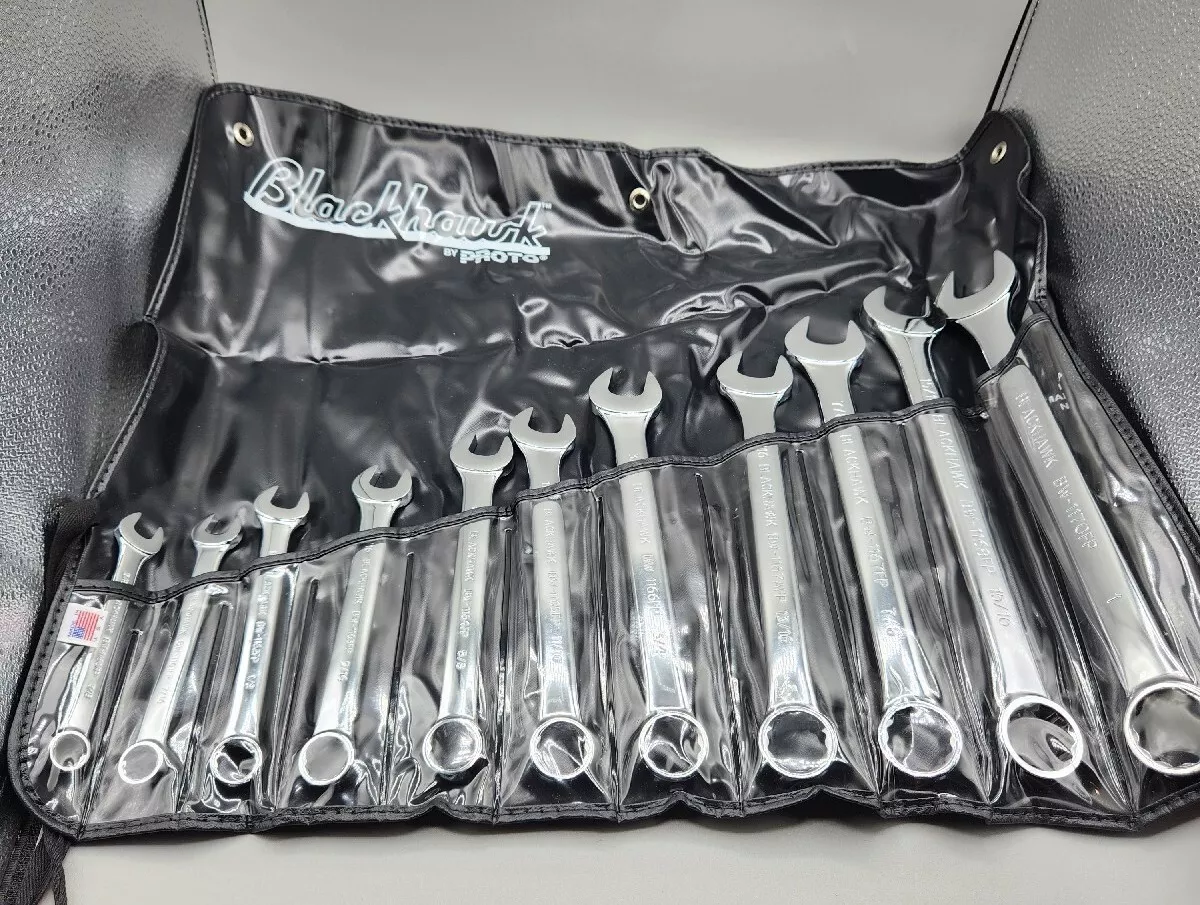 Blackhawk Proto USA 11 Chrome SAE Combination Wrench Set 12 Point 3 8 1