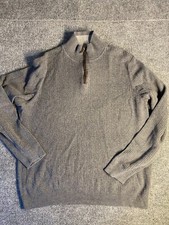 Tasso Elba Sweater Men's Large Gray Cotton Ribbed Long Sleeve 1/4 Zip Pullover