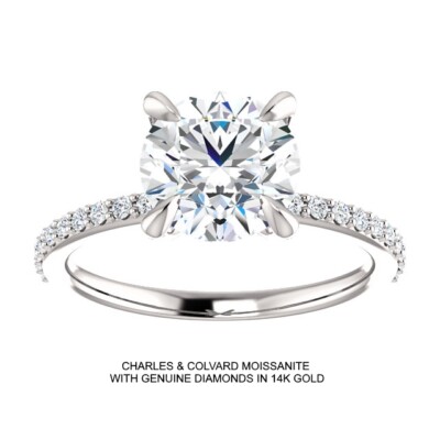 2.00 Carat Charles & Colvard Moissanite Ring in 14k White Gold