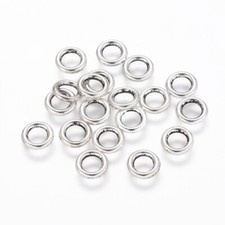 Spacer Beads Tibetan Silver Rings Smooth 8mm Diameter 50pcs SPB42