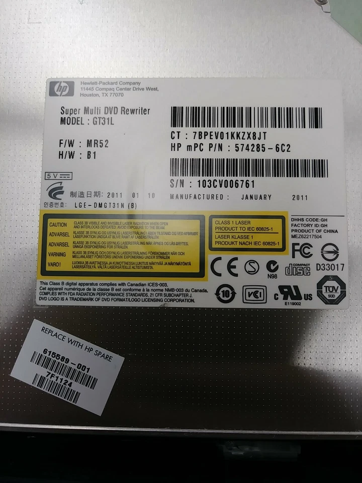 HP ProBook DVD±RW CDRW DL MultiDrive 615589-001 574285-6C2 GT31L - Image 4 of 4
