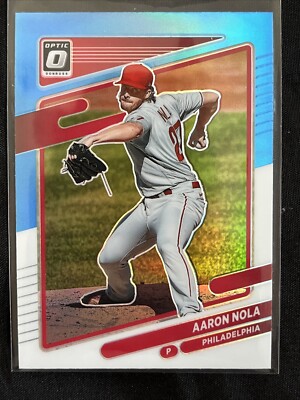 2021 Donruss Optic Aaron Nola Carolina Blue & White Prizm #129 Phillies  