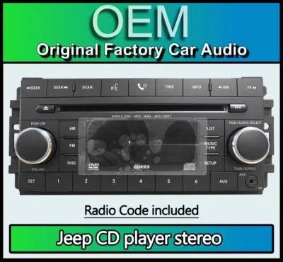 Autoradio Bluetooth Pour Jeep Wrangler, 05064925AG Entrée AUX + Code Radio - Photo 1/4