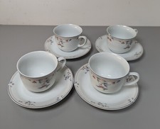 Set of 4 1980's Melody Princess House Brazil Fine Porcelain Cups & Saucers - NEW