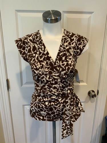 Bcbg Max Azria Marrón Estampado Floral Cuello En sin Mangas Top, Talla Pequeña | eBay