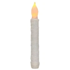 White Frosted 6.5" TIMER Taper LED Candle - Christmas