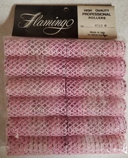 Flamingo Hair Curlers Pink Brush Rollers 7/8" Nickel Size 12 Pack Vintage New! 