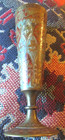 Ornate Vintage Brass Or Bronze Enamel Inlay Vase 6" Tall & 2 1/4" Wide - India — photo 2