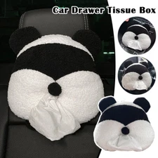 Portable Plush Panda Car Tissue Holder Hanging Car Tissue Box Cover Organizer