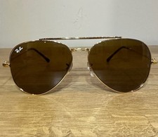 Ray-Ban RB3625 Aviator Sunglasses Gold Metal Frame Brown Tinted Lens 58mm