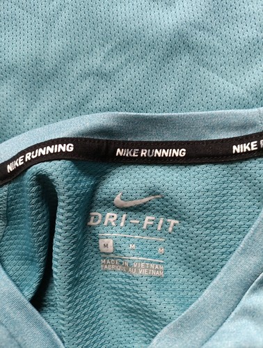 Nike Shirt Mens Medium Fitted Dri Fit Short Sleeve Teal Blue - Picture 3 of 3