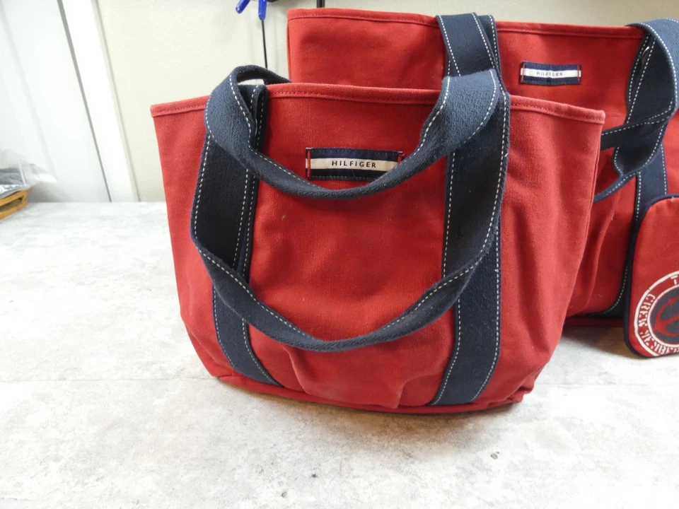 Сумки-тоут Tommy Hilfiger большой средний набор 2 холщовые для переноски на всю ночь - Изображение 3 из 4