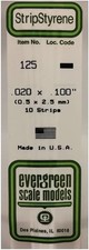 Evergreen 125 .020" x .100" x 14" Styrene Strips x 10 New Free Shipping