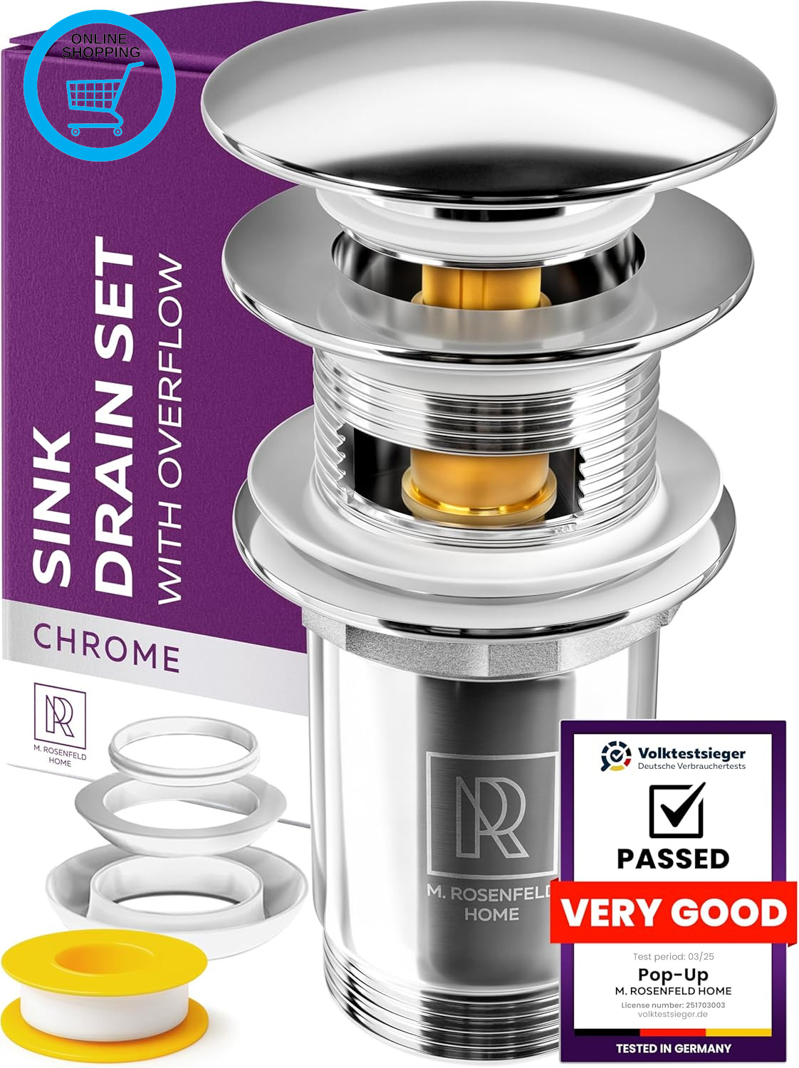 Click Clack Basin Waste - Pop up Waste for Bathroom Sink Waste Kit with Overflow