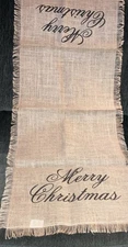 Burlap MERRY CHRISTMAS Table Runner, 15.5x 38” by The Country House Collection