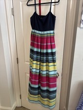Ann Taylor Size 8 Mixed Media Spaghetti Strap Stripe Maxi Dress