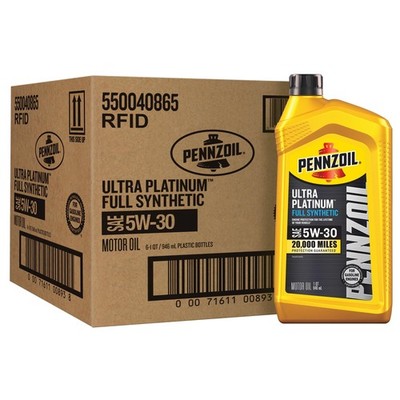 Pennzoil Ultra Platinum Full Synthetic 5W-30 Motor Oil, 1 Quart, Amber/Brown 