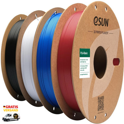 eSUN PLA Basic Filament 1,75 mm 4 Spulen Feuerrot Blau Kaltes We