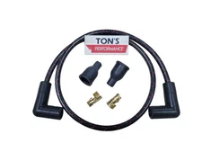 28" 8MM OLD SCHOOL VINTAGE BRAIDED CLOTH BLACK RED SPARK PLUG WIRE HARLEY BOBBER