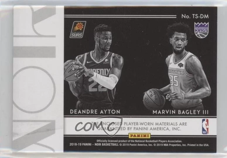 2018 Panini Noir Two-Shot Rookie Jerseys /99 DeAndre Ayton Marvin Bagley III RC - Image 2 of 2