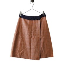 Mina Perhonen Loch Silk Wrap Flare Lace Skirt Brown Used Japan