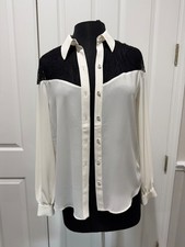 LS Lace shoulder button up shirt