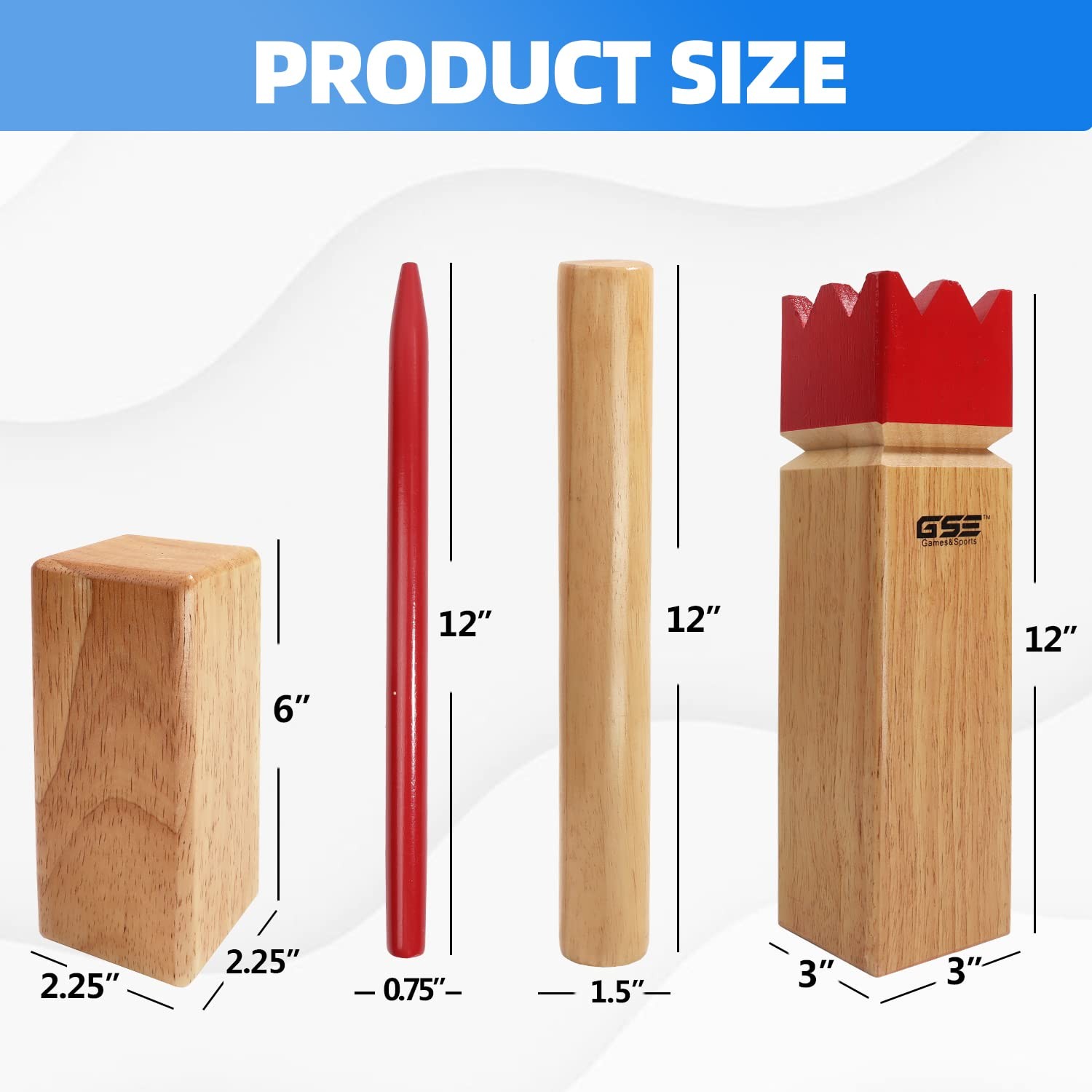 GSE Kubb Yard Set, Oak Hardwood for Outdoor Backyard | eBay
