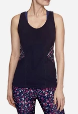 Women’s GAP GapFit V-Neck Racer Back Active Compression Tank, Blue Floral, XL