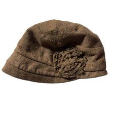 Vintage Y2K Wool Tweed Bucket Cloche 1920s Hat With Flower Detail And Insulation