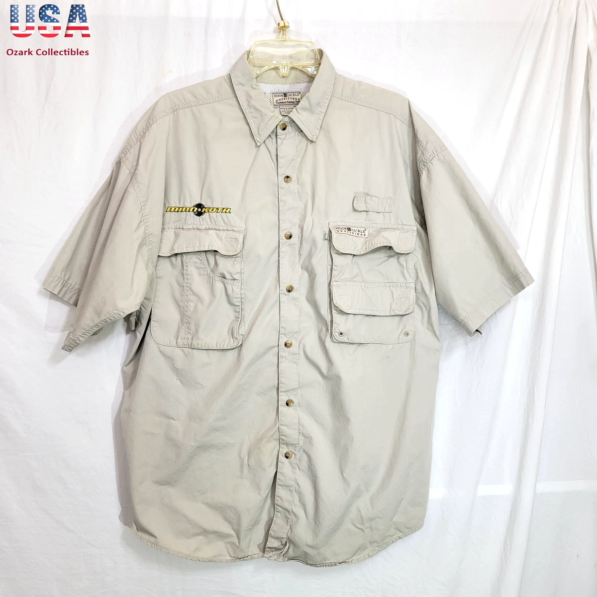 Chemise boutonnée de pêche personnalisée à manches courtes UPF 50 pour hommes Ch