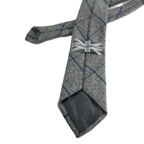 Heirloom Silver Blue Check Tie with Matching Handkerchief Pocket Square 8cm - Picture 11 of 13