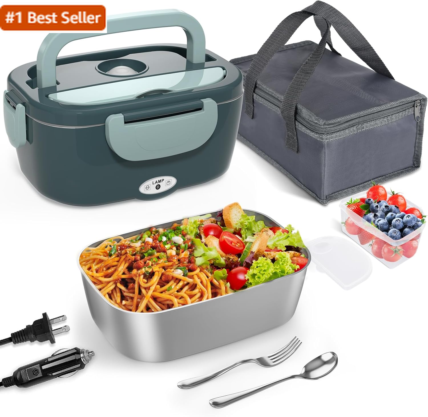 Portable Electric Food Warmer Leakproof Lunch Box by Monteka