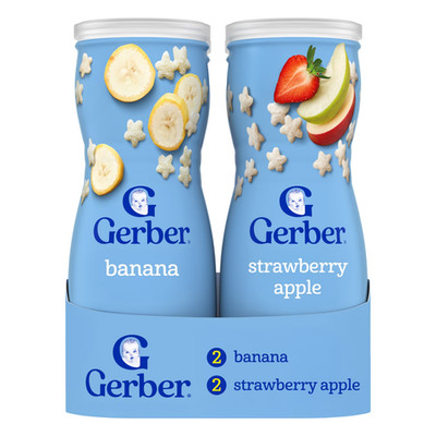 Gerber Snacks for Baby Grain & Grow Puffs, Banana & Apple Strawberry Variety Pac