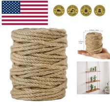 5mm Jute Rope, 100 Feet 4Ply Twisted Heavy Duty and Thick Twine Rope for Gard...
