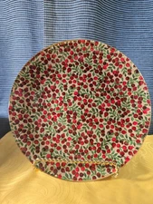 Contemporary Gold Back Reverse Painted Decorative Plate Red Green Fruit Design