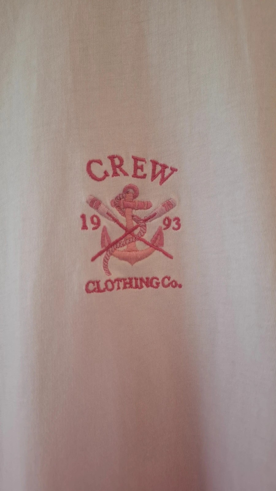 Crew Clothing Co White Blush Pink Ombre Dip Dye Logo T-Shirt Casual Size 8 image 2