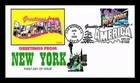 US COVER NEW YORK GREETINGS FROM AMERICA FIRST DAY ISSUE SHEKY CACHET