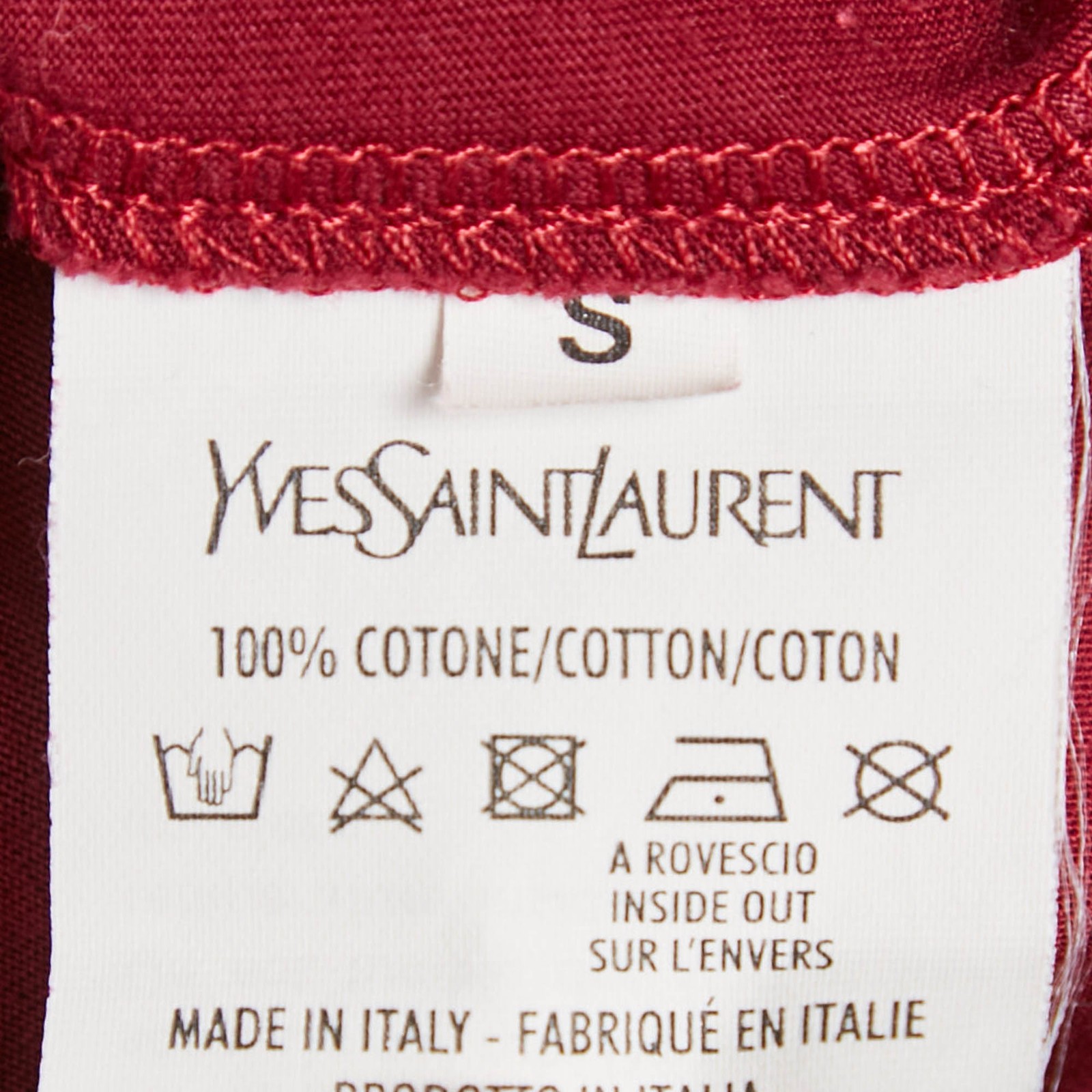 T shirt girocollo Yves Saint Laurent vintage in cotone stampato rosso S