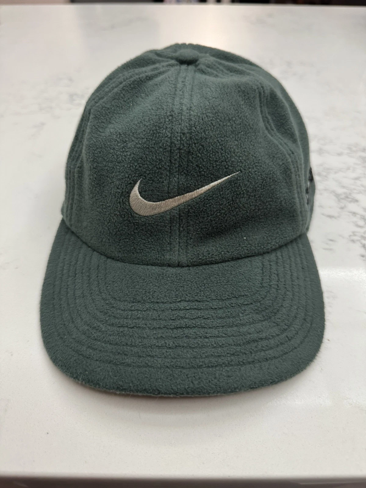 Nike 90s Vintage Therma-Fit Fleece Trapper Baseball Cap Hat Green Rare