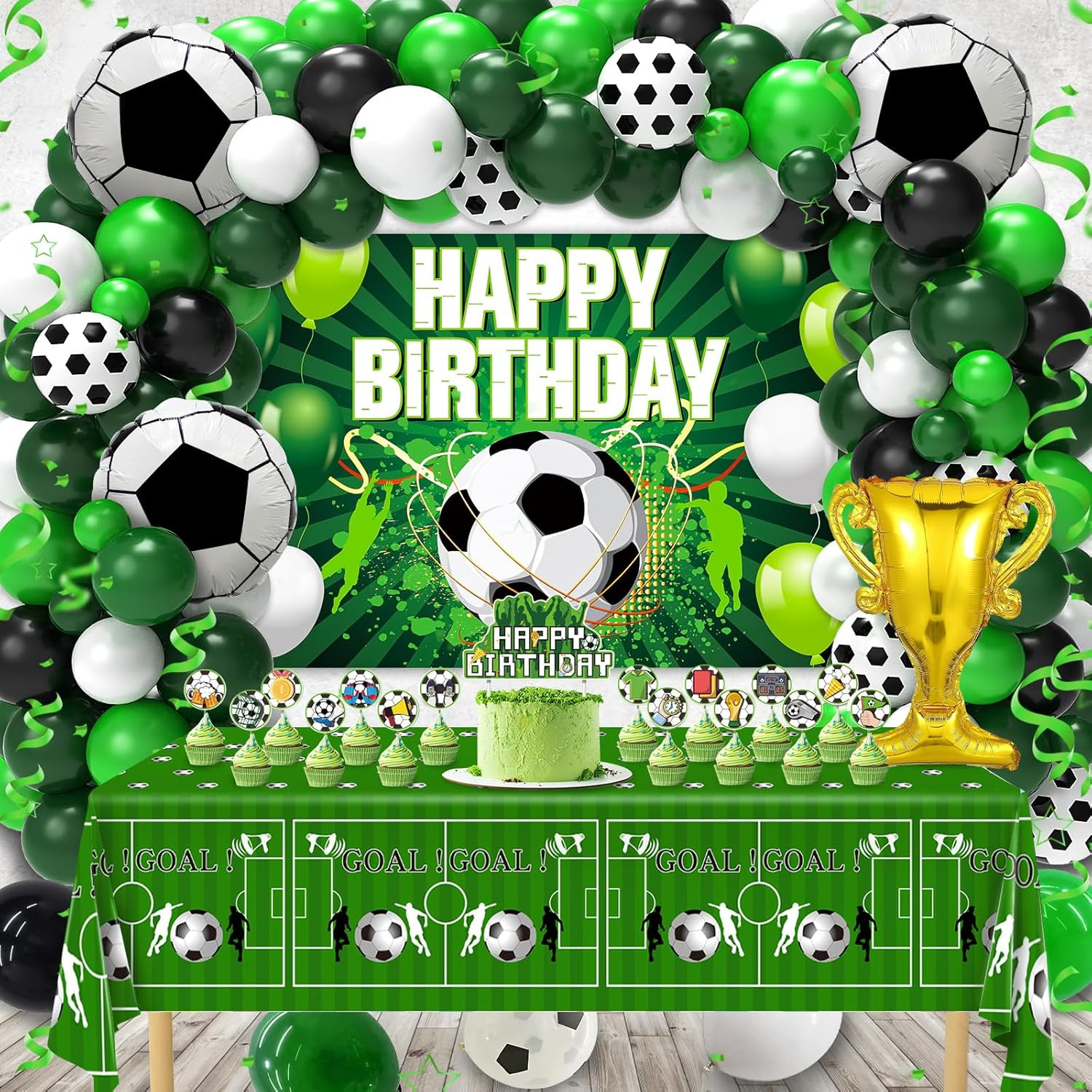 Soccer Party Decorations, 122Pcs Soccer Birthday Party Decorations Supplies with