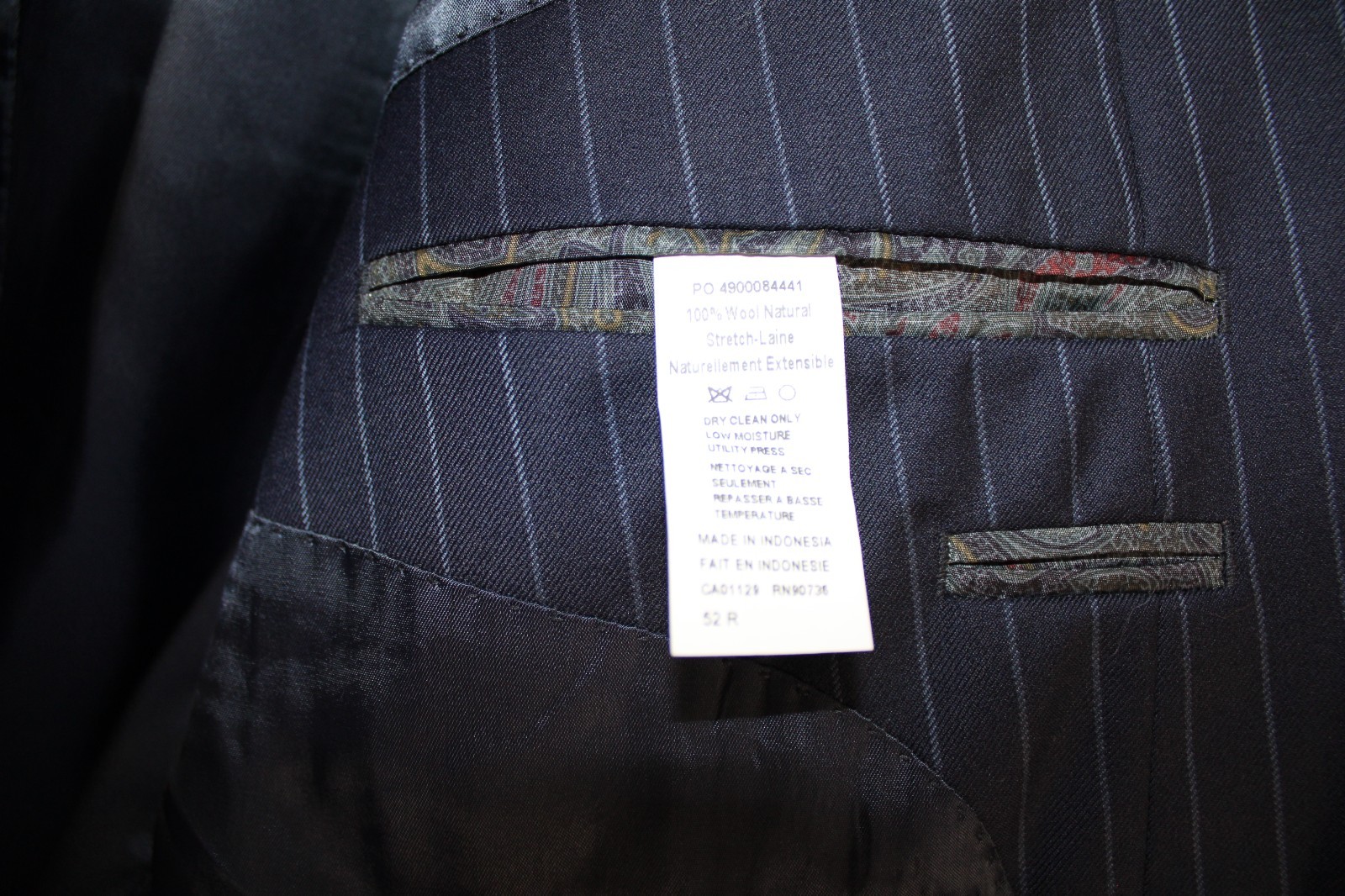 NAVY-BLUE RALPH LAUREN 100% WOOL SPORT COAT  52R striped suit jacket 52 REGULAR thumbnail 4