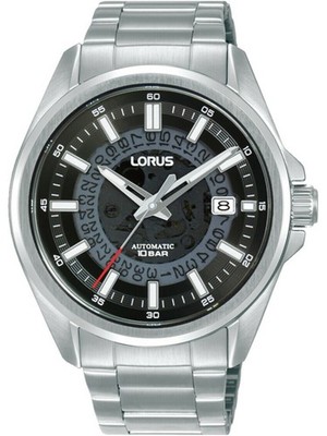 Lorus RU401AX9 Armbanduhr Automatik 42mm 10ATM Herren Schwarz Silber Glieder-...