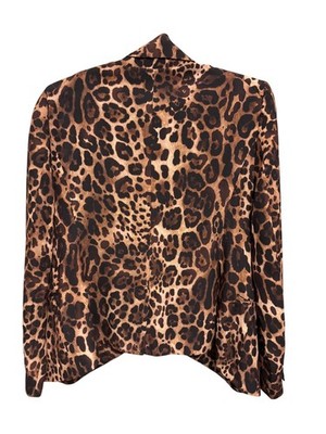 その他 L GEAR SOLID Trading Card LEOPARD 47 Express Blazer Jacket Size 4 Long Sleeve Brown Black Leopard